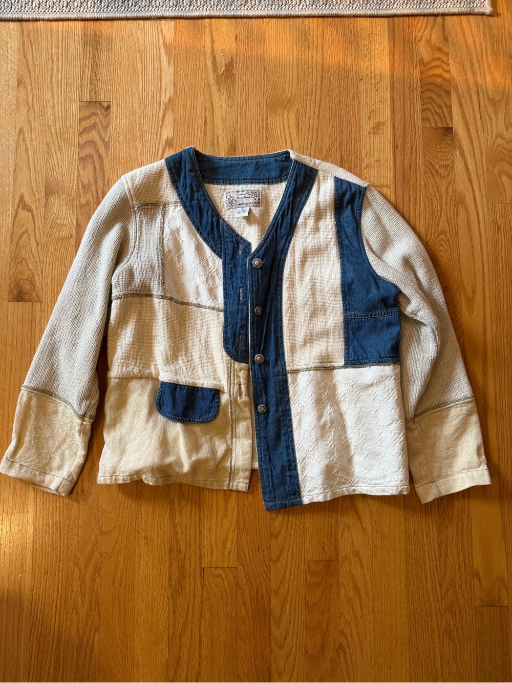 Vintage 90’s New direction Jean Panel Jacket in Blue and Cream